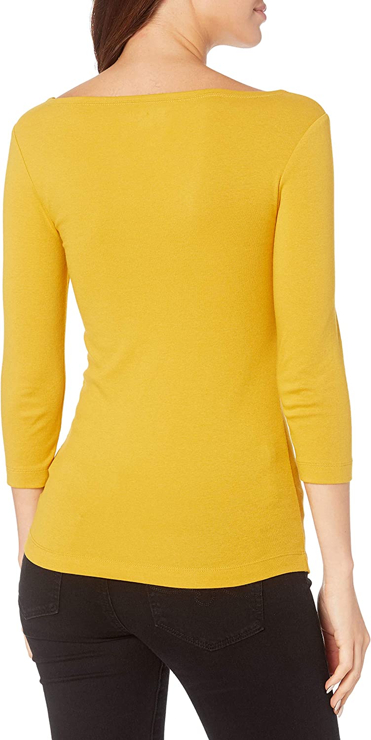 Essentials Women's Slim-Fit 3/4 Sleeve Solid Boat Neck T-Shirt - Image 8